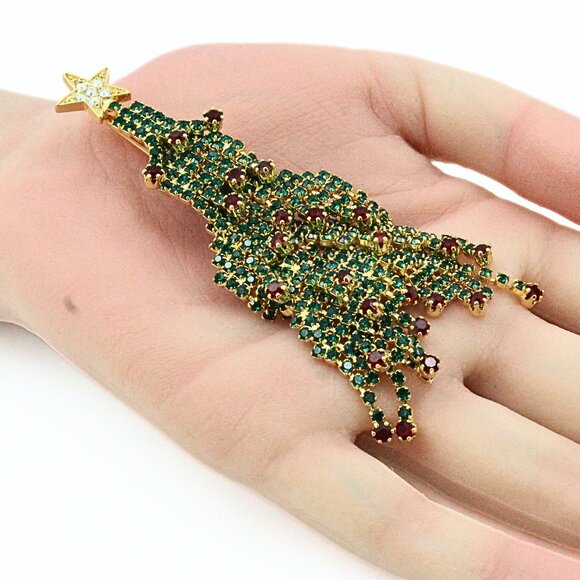 Kirks Folly Silent Night Limited Edition 013/500 Christmas Tree Green Red Brooch - Picture 1 of 9